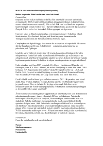 Motion angående: Sluta handla med varor från Israel