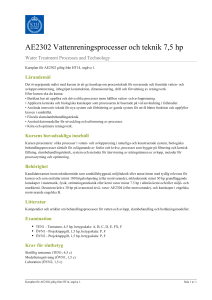 KTH | AE2302 Vattenreningsprocesser och teknik 7,5 hp