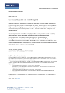Pressrelease Årets framtidsföretag 2016 Rexel Sverige AB