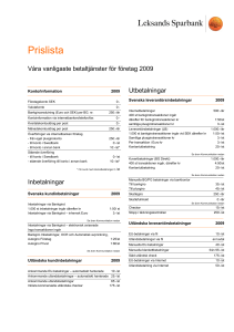 Prislista - Leksands Sparbank