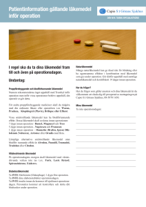 Patientinformation gällande läkemedel inför operation