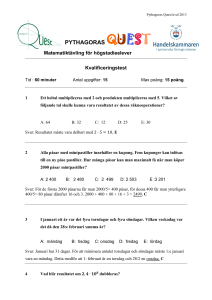 Lösningsförslag Kvaltävling PQ 2013