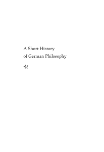 A Short History of German Philosophy