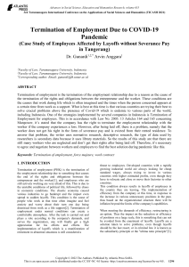 Termination of Employment Due to COVID-19 Pandemic